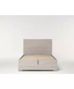 Letto 1 piazza e mezza "hi box" olmo naturale con rete, contenitore e piedini 120x190 cm